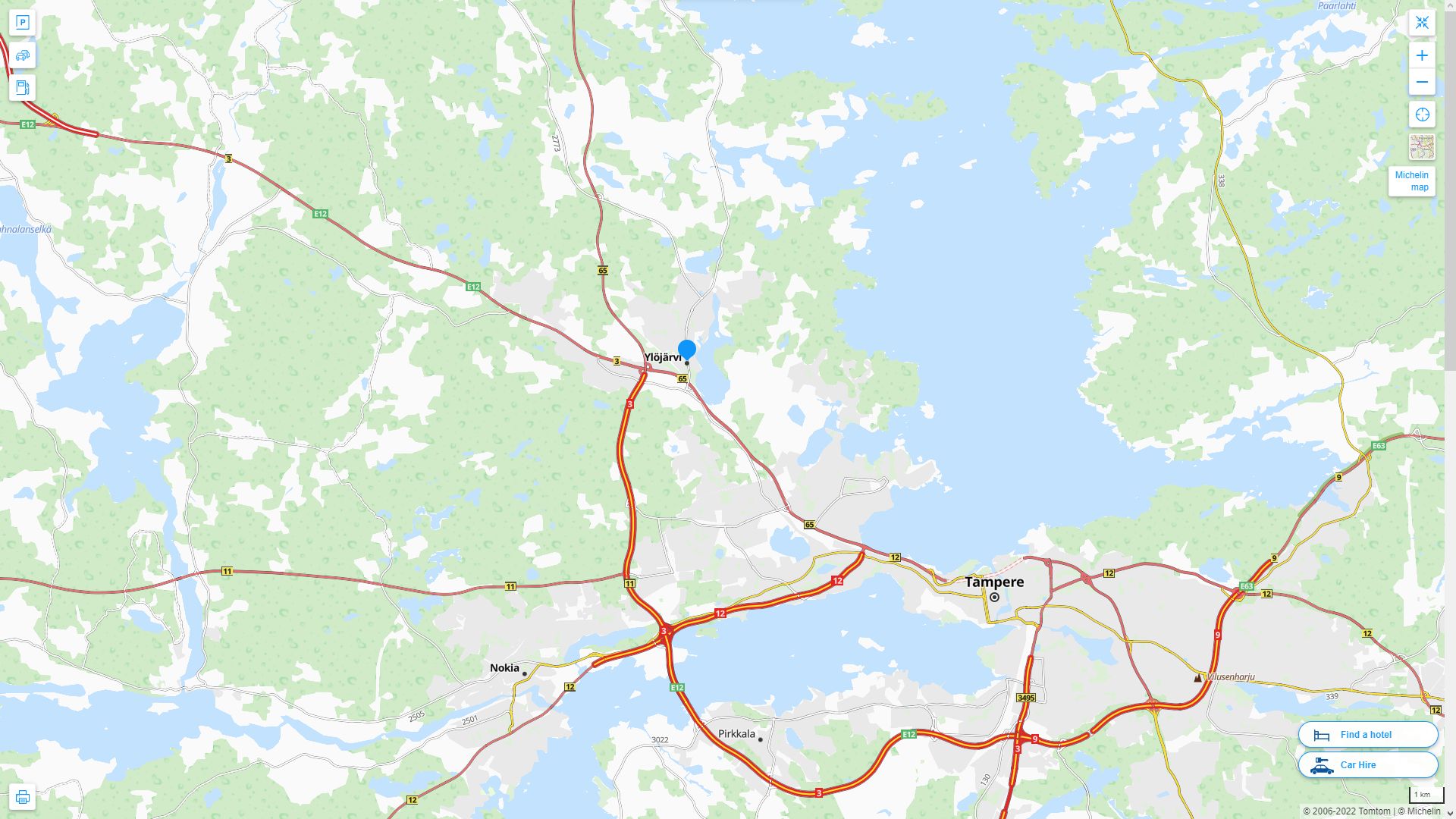 Ylojarvi Finlande Autoroute et carte routiere